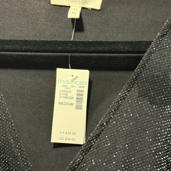 Maurices Black Flutter Sleeve Blouse with Tie Front - Picture 4 of 4